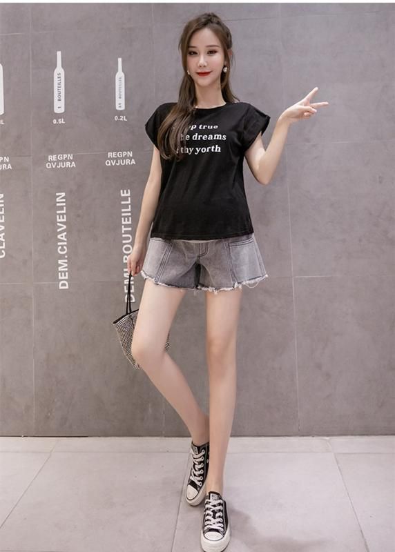 three quarter denim shorts