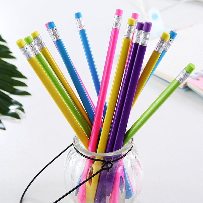 Wholesale Wooden Pencil Candy Color Triangle Pencils With Eraser Cute Kids  School Office Writing Supplies Drawing Pencil Graphite Y200709 From Long10,  $20.95
