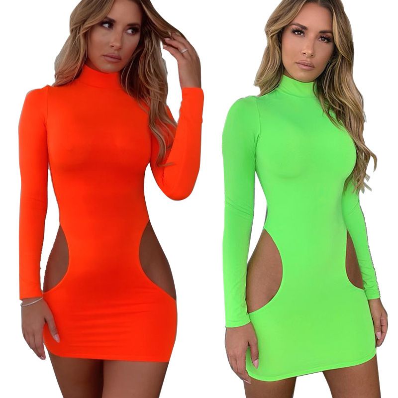 neon green cut out dress