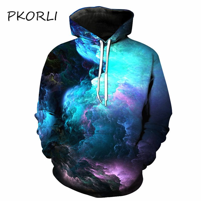 Pkorli Moda galaxia del espacio del con capucha en 3D fresco de sudaderas con