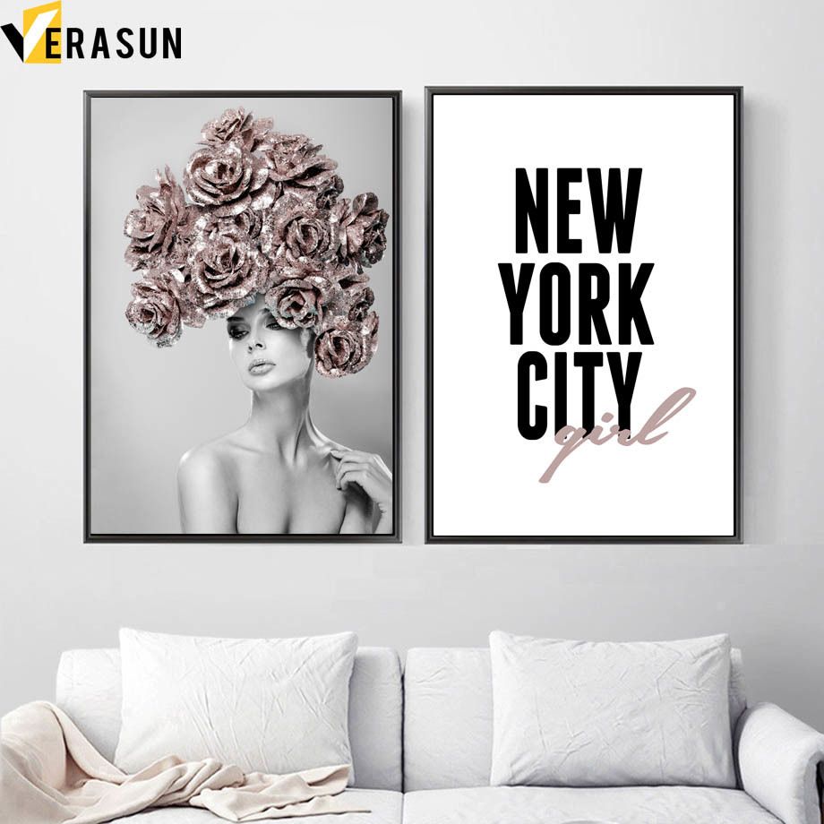 2021 Sexy Girl Rose Flower New York Quotes Wall Art Canvas Painting Nordic Posters And Prints Wall Pictures For Living Room Decor From Goodcomfortable 5 62 Dhgate Com