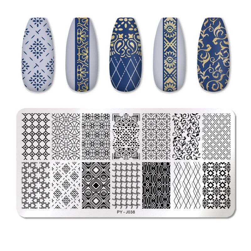PICT YOU Nail Stamping Plates Texture Series Nail Art Image Plate Stainless  Steel Nail Design Stamp