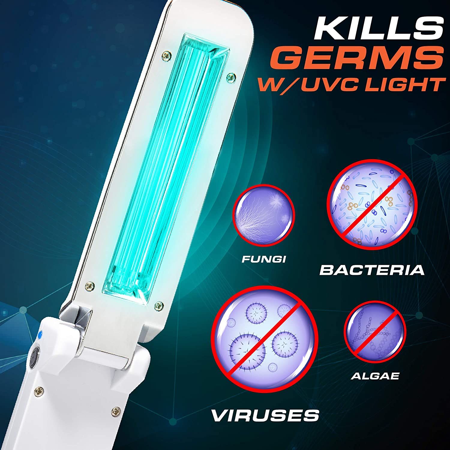 UV Sterilizer Light,Germ Killing Disinfection UVC Light,Foldable Travel