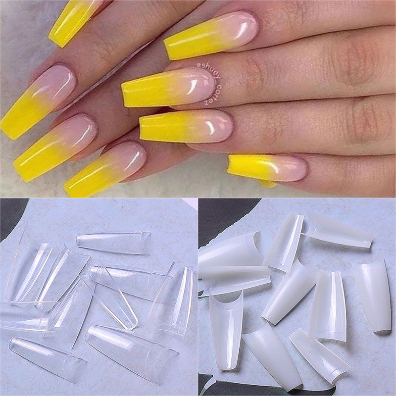 Coffin Nail Tips French False Nails Half Cover Fake Nail For Manicure Clear Nature Fingernail Tips Set Wholesale From Oldtree 6 7 Dhgate Com