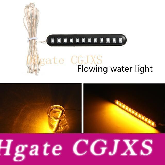 1Pc 12 LED Motorcycle Sequential Flowing Strips Mini Turn Signal Lights Amber