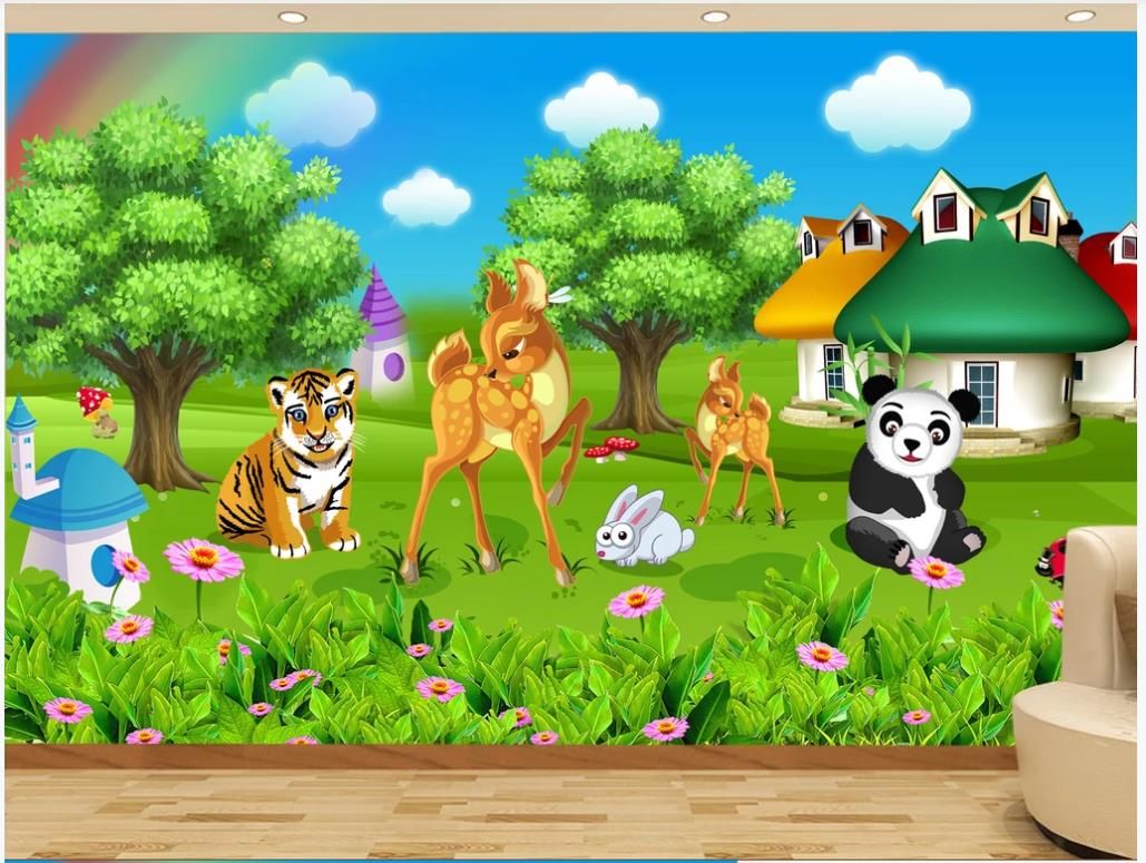Custom photo wallpapers for walls 3d mural Children's room 3D cartoon animal background wall forest deer Custom photo wallpapers for walls 3d mural Children's room 3D cartoon animal background wall forest deer