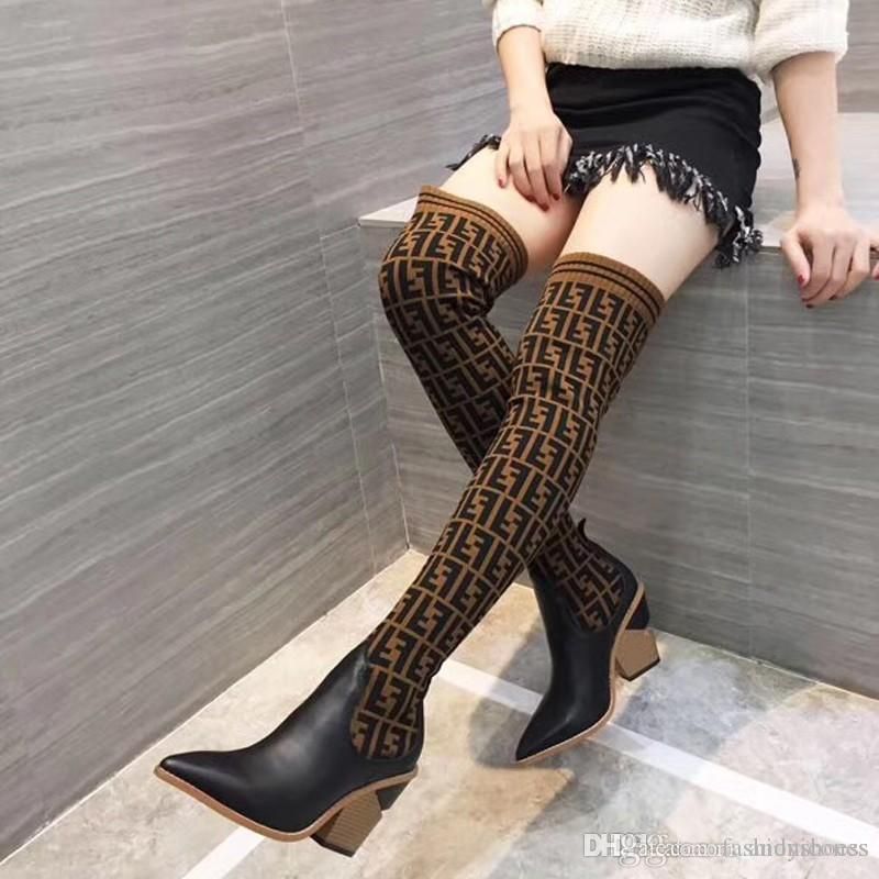ladies stretch knee high boots