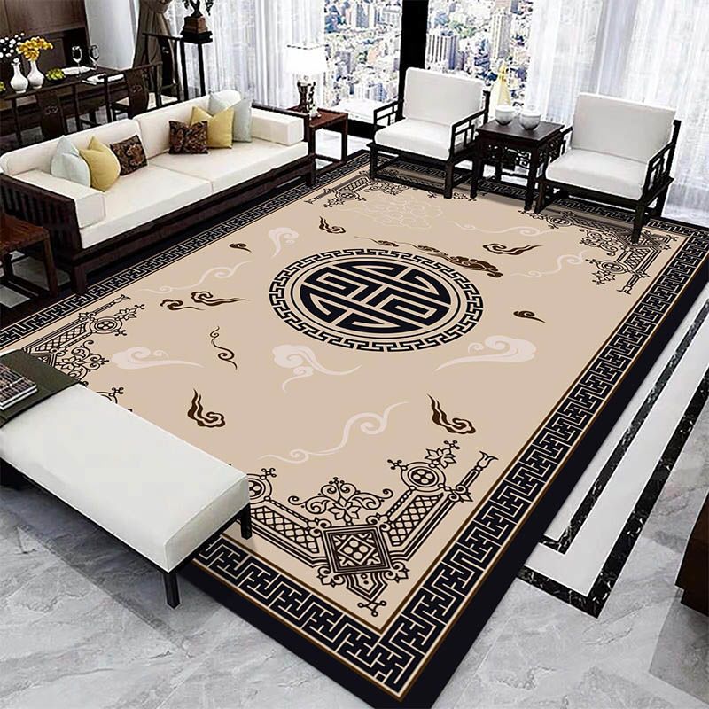 Color : Red, Size : Diameter 140cm Red Round Carpet Chinese Crane Pattern Carpet Living Room Coffee Table Carpet Bedroom Bedside Cushion Computer Chair Cushion 
