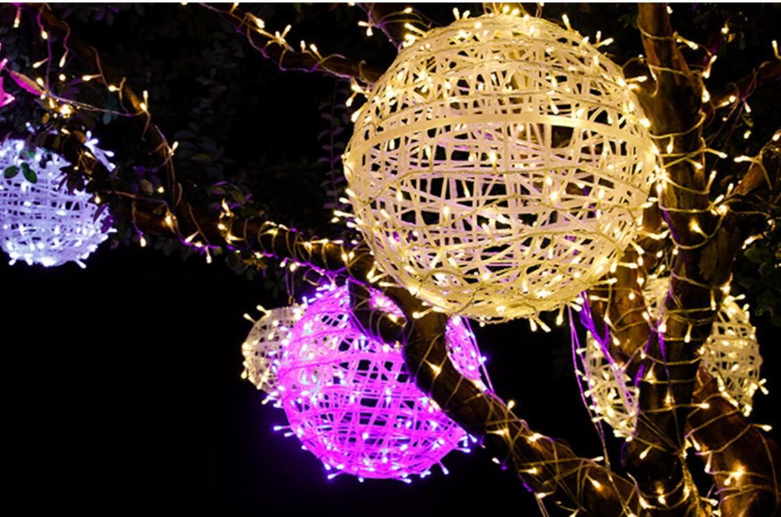 2021 NEW Outdoor Christmas Lights Led Rattan Ball String Light 20cm