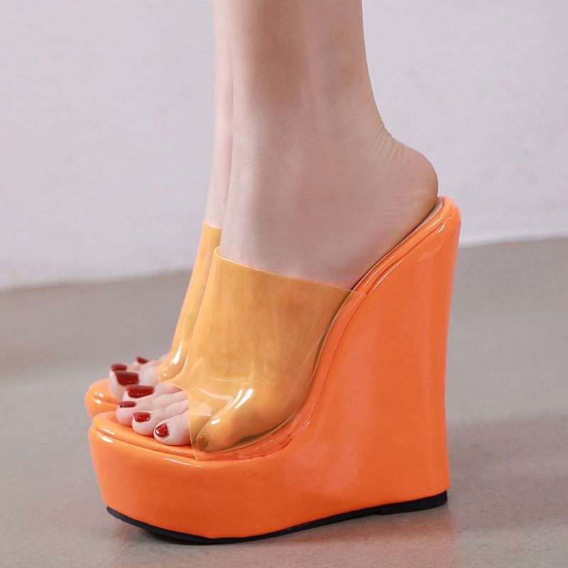 wedge glass heels