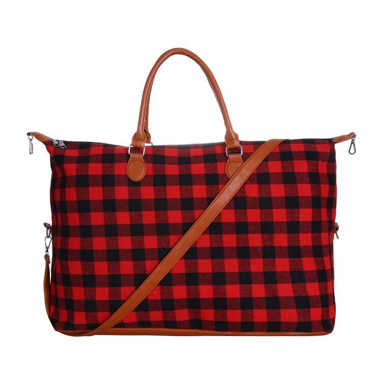 buffalo plaid duffle bag