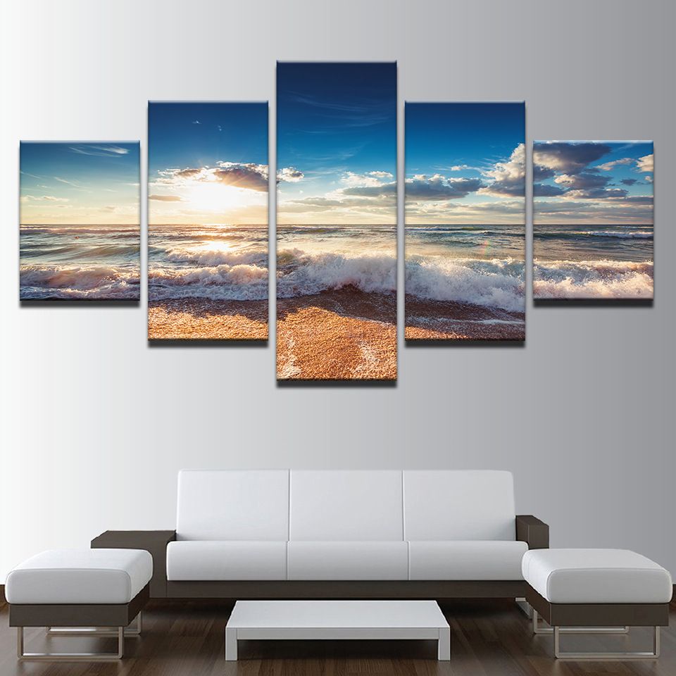 2020 Beach Wall Art Seascape Canvas Prints Wave Ocean Modern Art Blue Wall Paintings For Living Room Bedroom Not Frame From Meiledipainting 24 67 Dhgate Com
