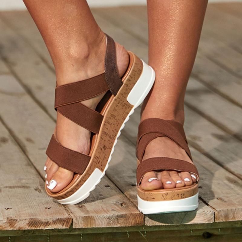elastic platform sandal