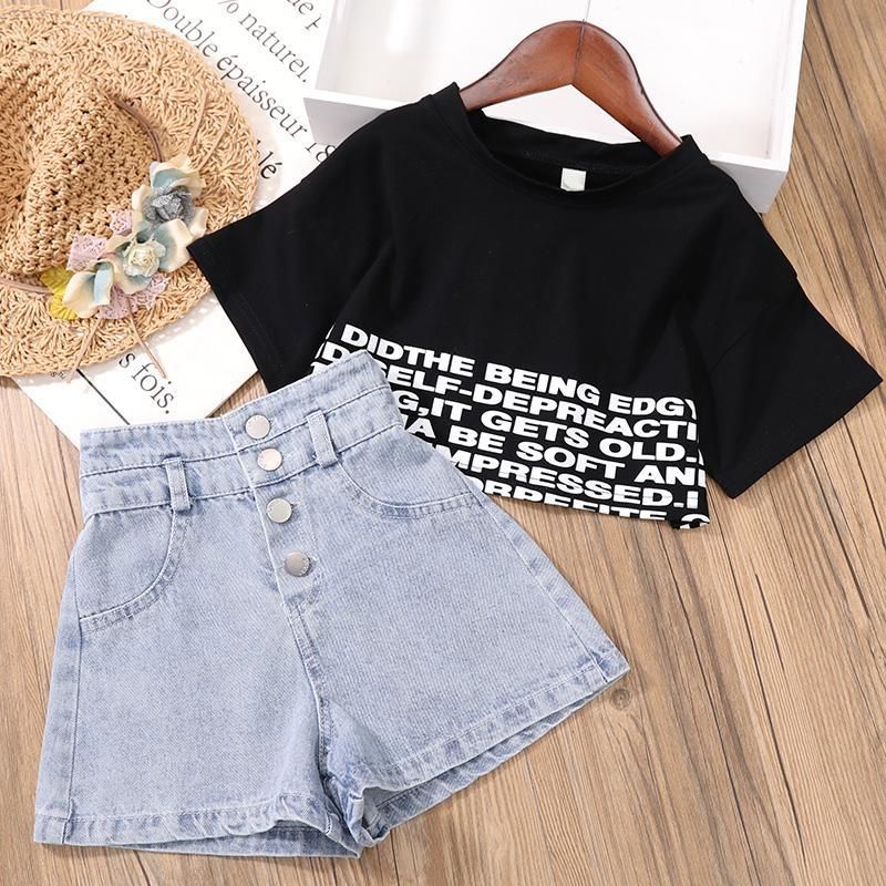 por ciento Continuamente taquigrafía NUEVA Niños Girls Juego de ropa de verano Tops Camiseta + pantalones cortos de mezclilla 2 por ciento Continuamente taquigrafía NUEVA Niños Girls Juego de ropa de verano Tops Camiseta + pantalones cortos de mezclilla 2