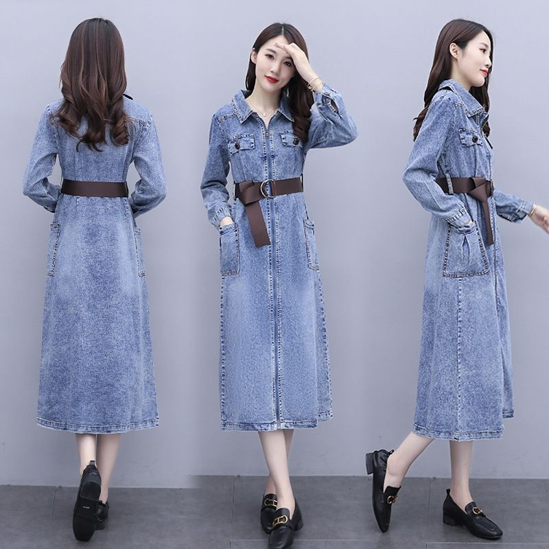 mid length denim dress