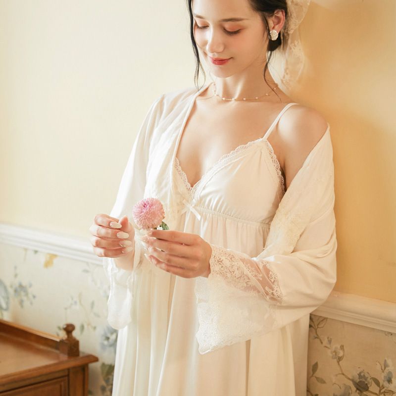 cotton lace dressing gown