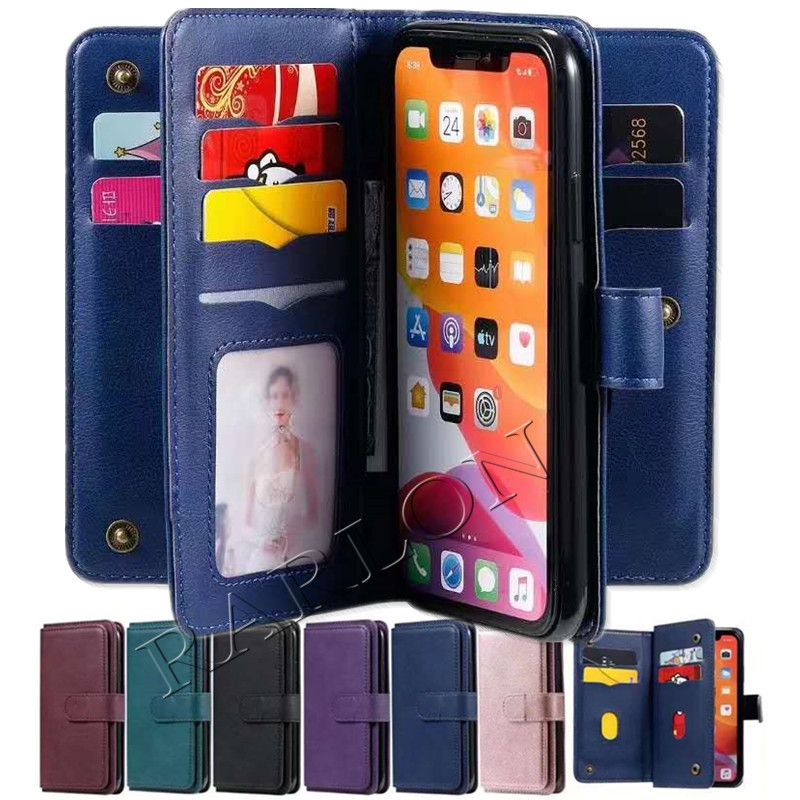 PU Leather Wallet Cases Double Layer Clamshell Bracket Protective Cover