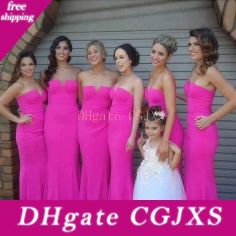 hot pink dresses for bridesmaid