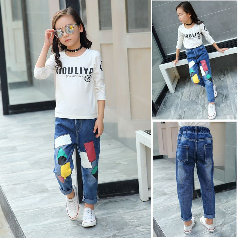Compra Chicas Jeans Pantalones Pantalones Adolescentes Chica Moda Denim  Niños Marca Ropa De Dibujos Animados 4 5 6 7 8 9 10 11 12 13 14 Años De  Edad Barato | Entrega Rápida Y Calidad | Es.Dhgate