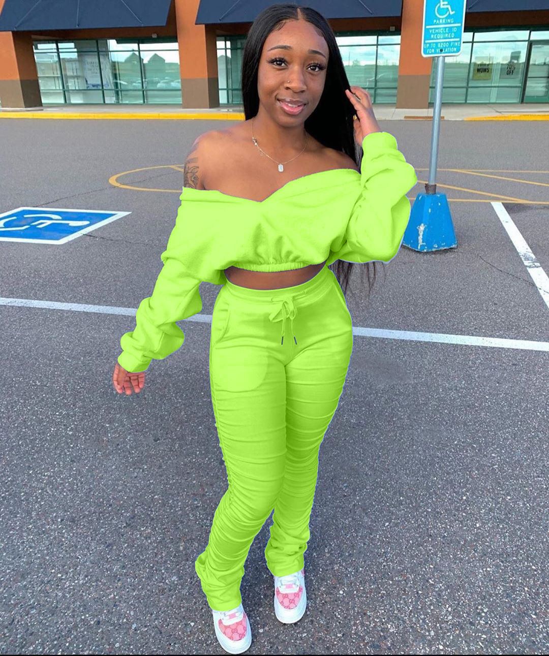 Piece Outfits Long Sleeve Crop Tops 