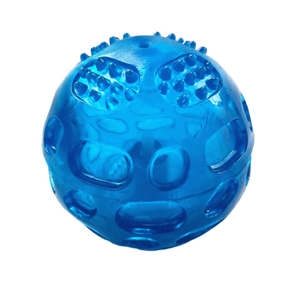 blue squeaky dog ball