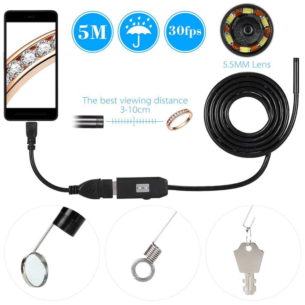 5m usb endoscope wire camera