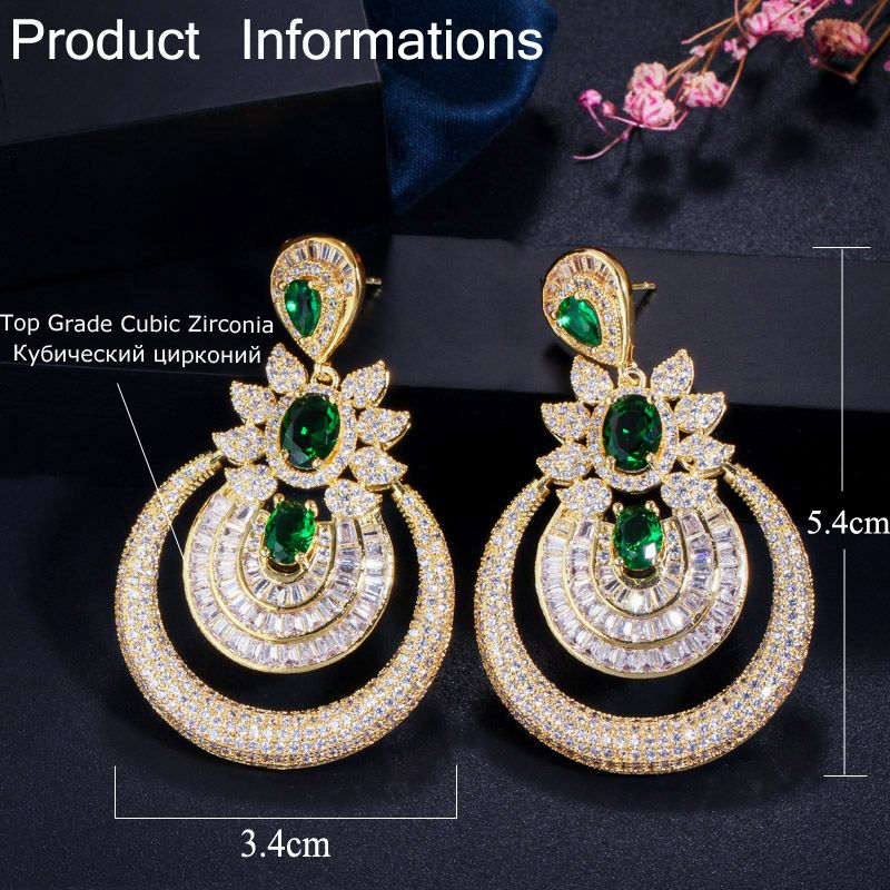 2020 Cwwzircons Dubai 18k Yellow Gold Vintage Costume Jewelry Green Emerald Long Big Drop Wedding Party Earrings For Women Cz457 From Bigclothingdeal6 23 27 Dhgate Com