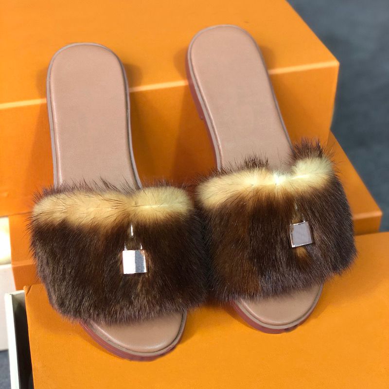 flat mule slides with fur