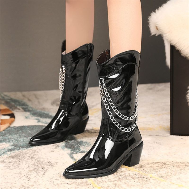 mid calf biker boots