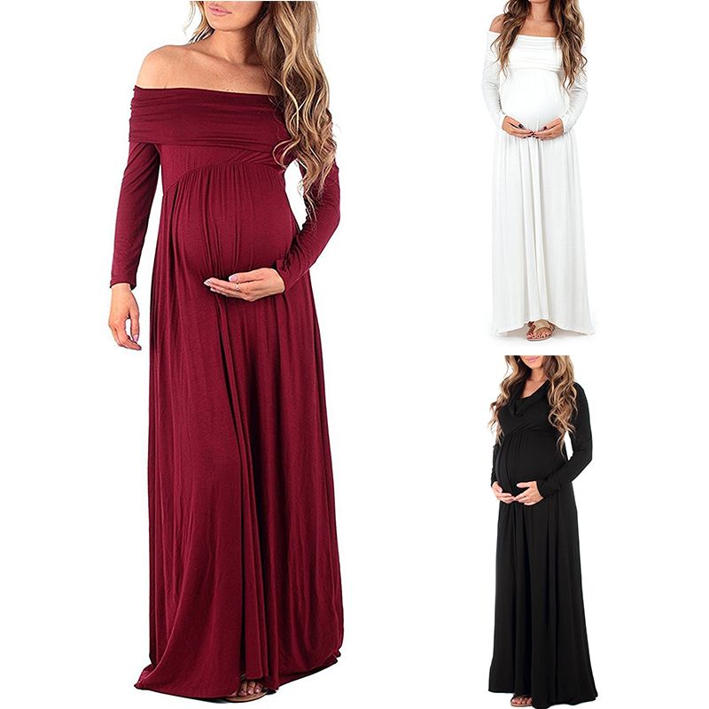 red long sleeve maternity dress
