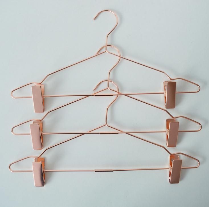2021 Nordic Style Rose Gold Metal Pants Skirt Slack Hangers With Clips