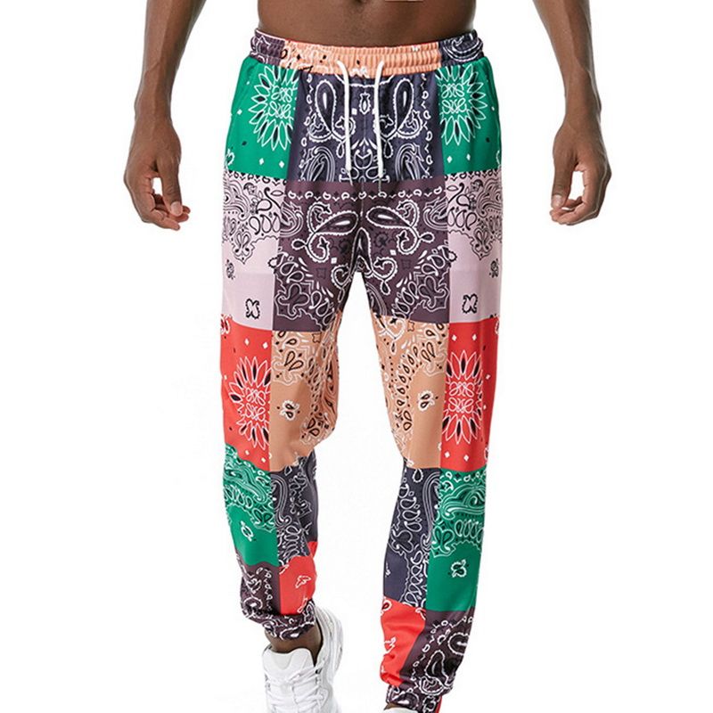 Pantalones Hombre Casual Impresión Retro Cintura Elástica Y Pantalones Hombre Casual Impresión Retro Cintura Elástica Y