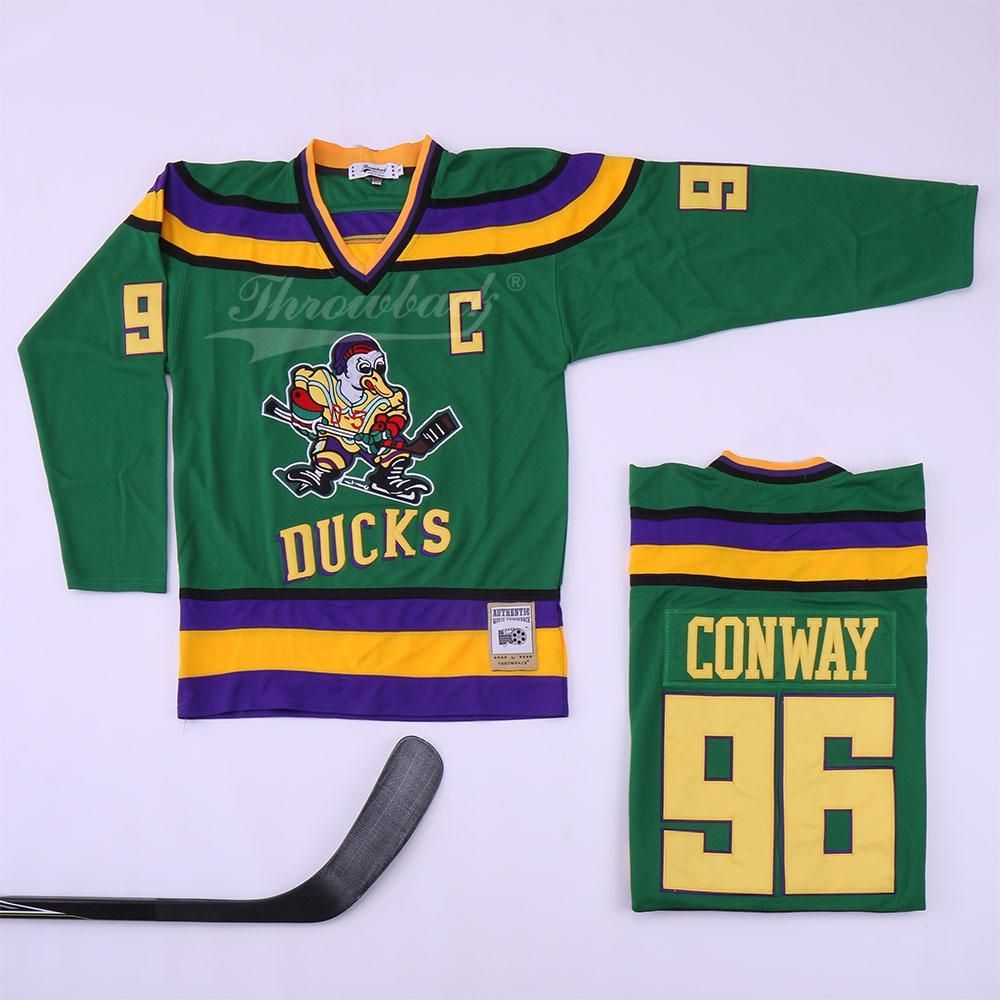 96 Charlie Conway Mighty Ducks 99 Adam Banks Movie Ice Hockey Jersey 