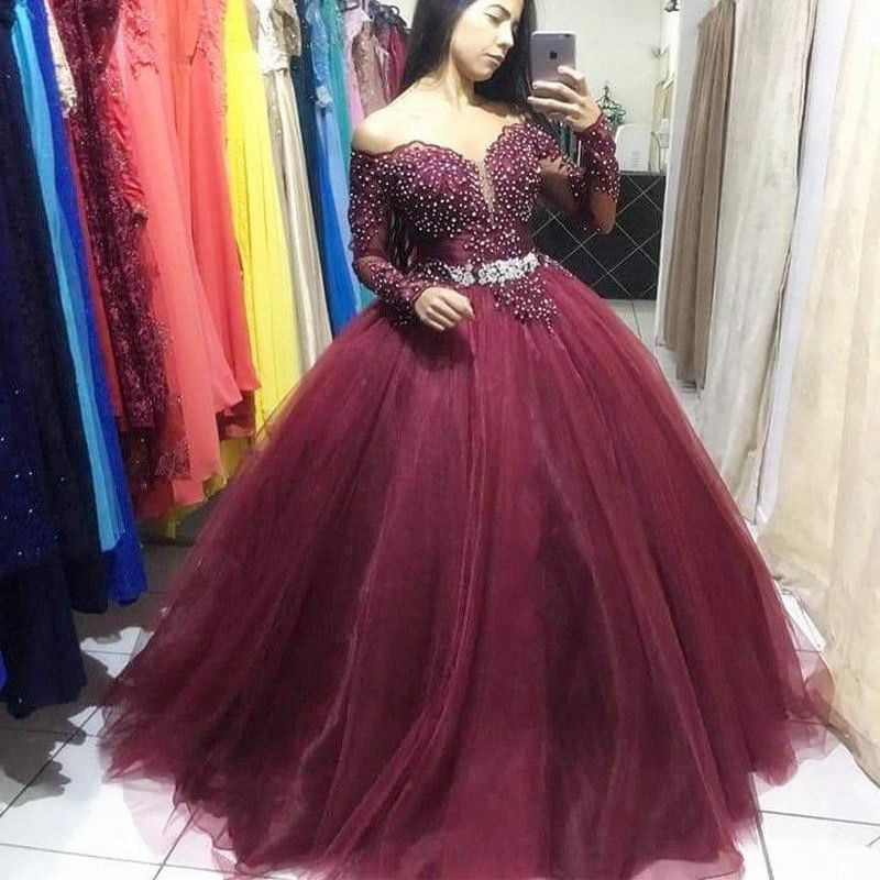 Elegant Quinceanera Dresses Beaded Lace Applique Long Sleeves Evening  Dresses With Sash Puffy Tulle Vestidos De Novia Special Prom Dress C89 From  David_9512, $ | DHgate Israel