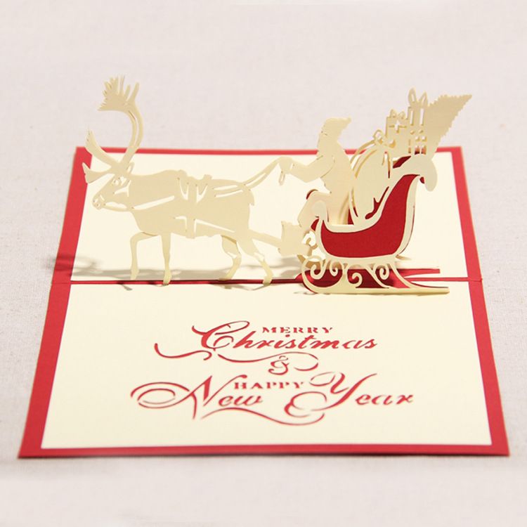 Santa Ride 3d Pop Up Greeting Handmade Paper Creative Happy Birthday Christmas Cards Wedding Invitation Cards Dog Greeting Cards E Card From Goodok4 1 99 Dhgate Com