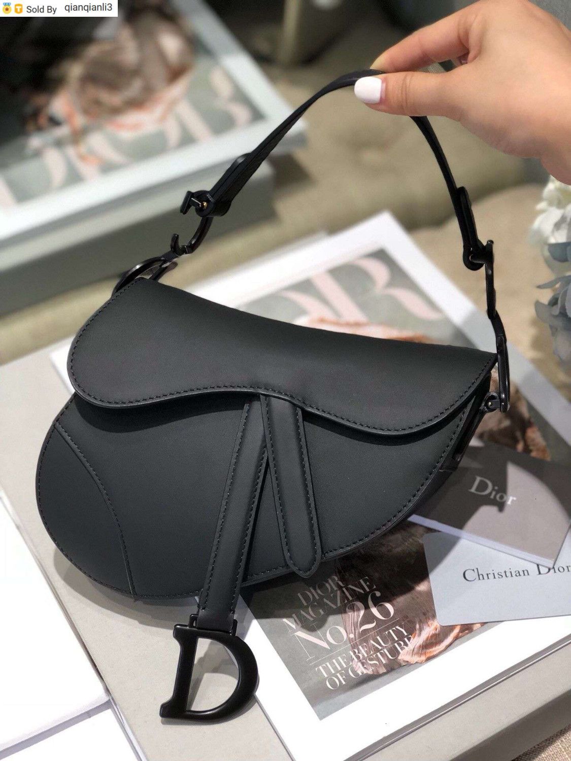 christian dior black saddle bag