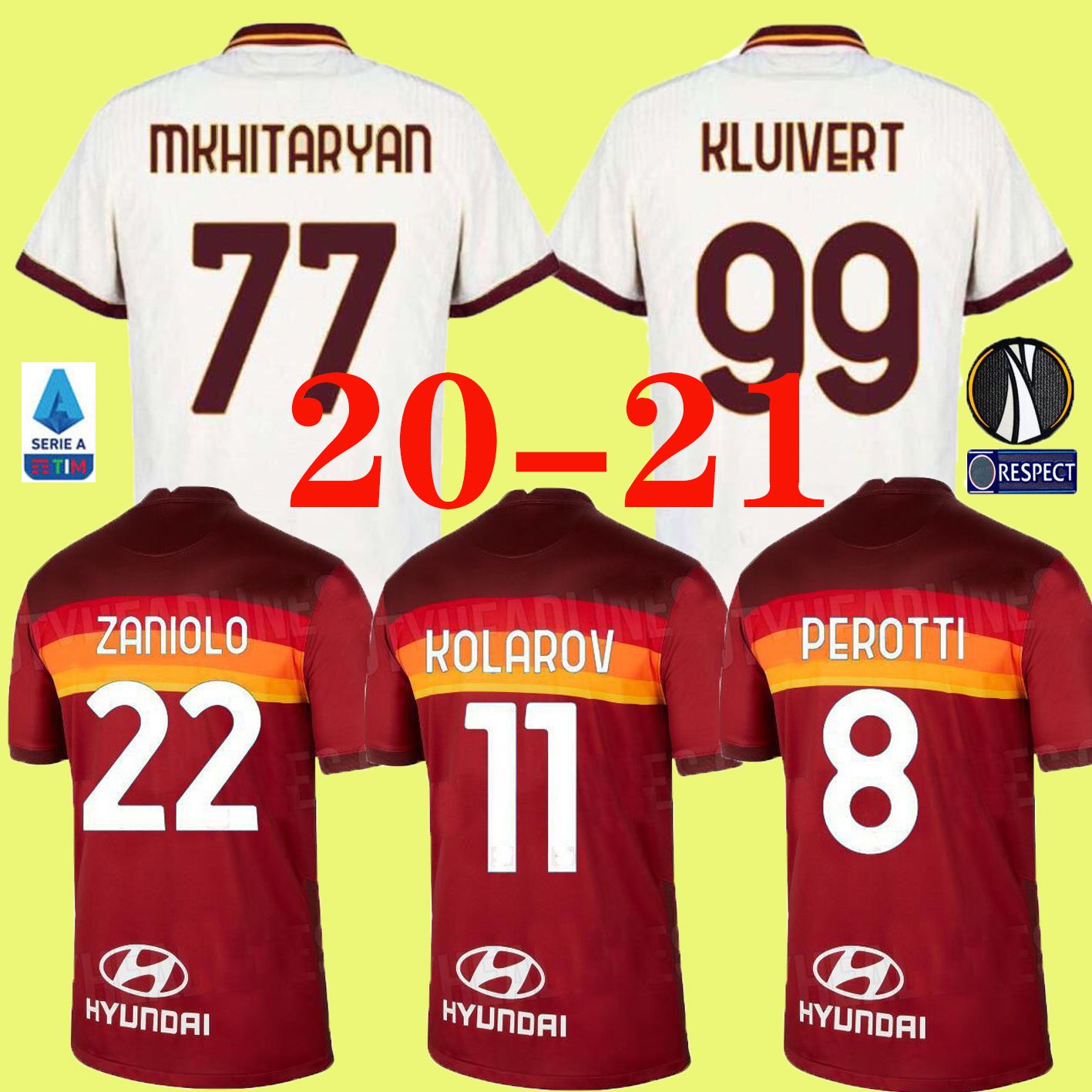 2020 20 21 ROMA SOCCER JERSEYS Home THIRD AWAY PEROTTI 2020 2021 Rome Maglie Maillot De Foot