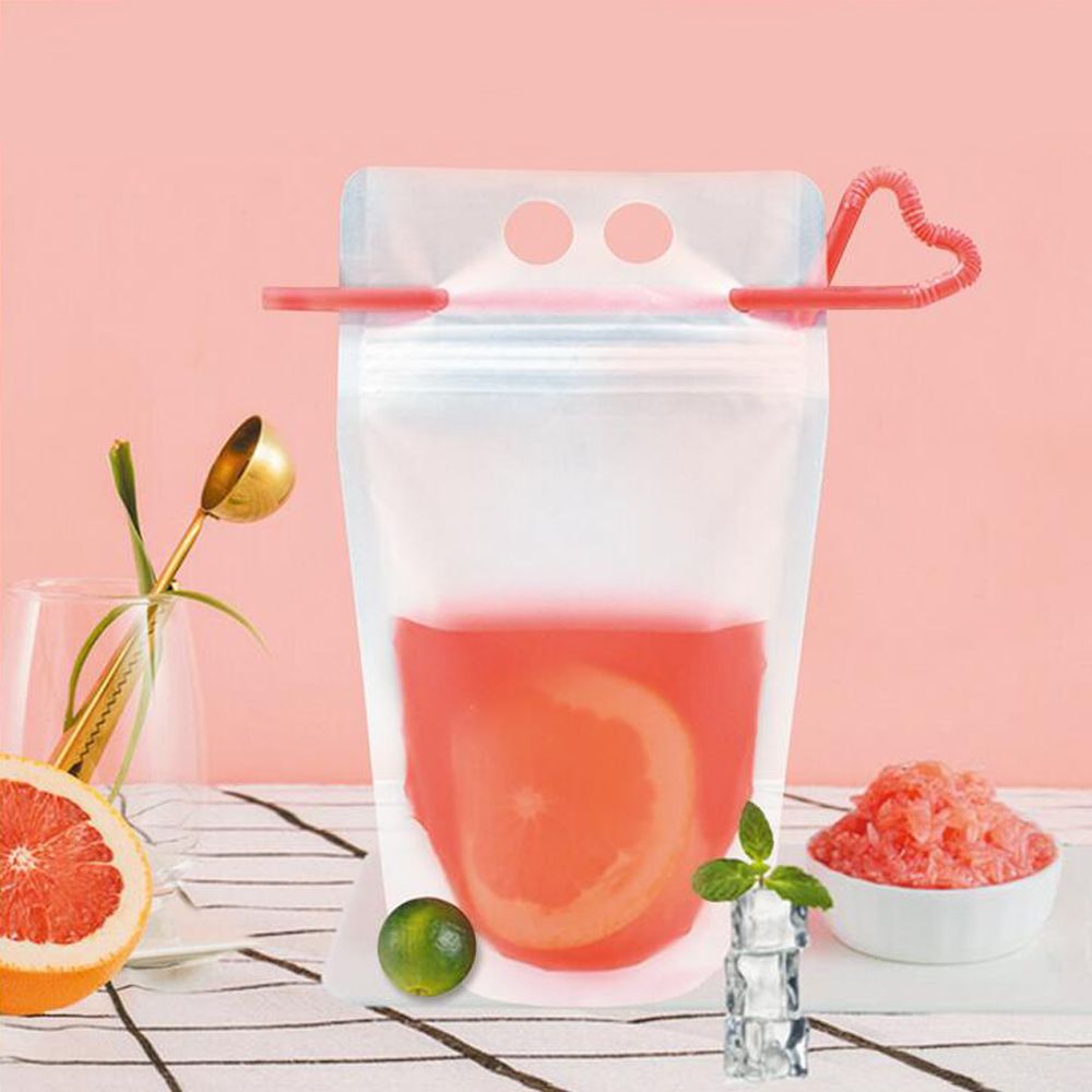 Clear Drink Pouches Bags Frosted Zipper Stand Up Plastic