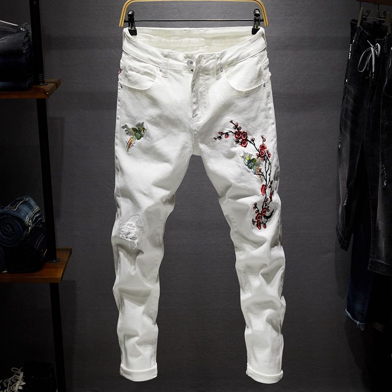 embroidered jeans mens