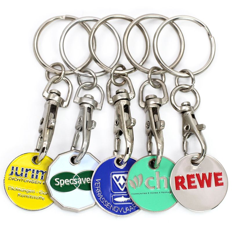 Custom Design Metal Keyring Supermarket Shopping Cart Chip Trolley