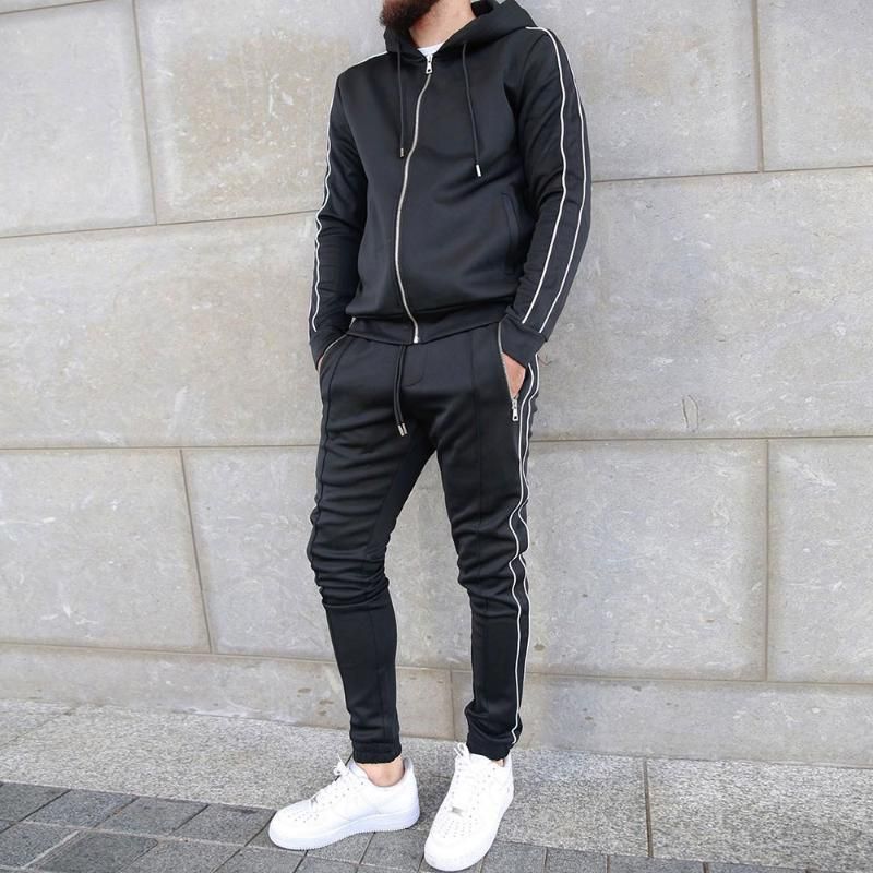 Compra Conjuntos De Hombres Trajes Para Hombre Ropa Con Capucha Conjunto  JOGGER CASAL Zipper Sistema De Moda Sudadera De Moda + Sweetpants Chaqueta  De Manga Larga Chaqueta Barato | Entrega Rápida Y