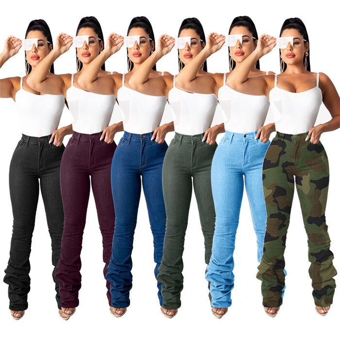 Compra 2021 Nuevas Mujeres Jeans Casual Denim Pantalones Apilados Otoño  Slim Fashion Pilados Apilados Jeans Con Cremallera High Street Mujer  Pantalones Barato | Entrega Rápida Y Calidad | Es.Dhgate