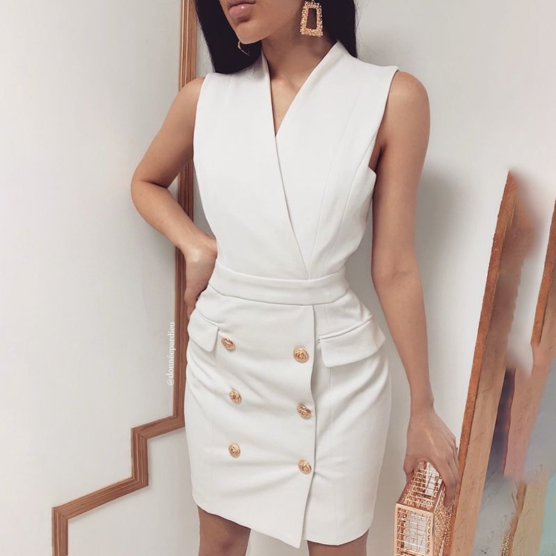 Compra Vestidos Casuales Ofvera Oficina Lady Formal Blazer Vestido Mujeres  V Mini Bodycon Verano 2021 Vestidos Barato | Entrega Rápida Y Calidad |  Es.Dhgate