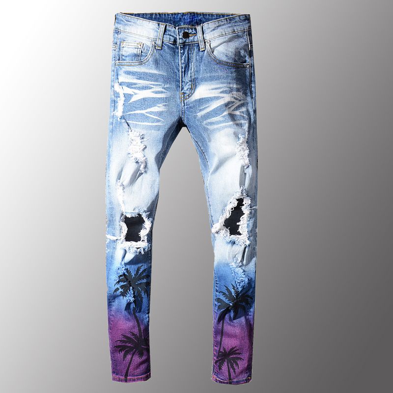 Compre Pantalones Vaqueros Para Hombres Hi Street Hombres Destruidos  Pantalones Pintados Fashion Streetwear Tie Dye Denim Pantalones Árbol  Impreso Más Tamaño 28 40 A 46,32 € Del Shengui | Es.Dhgate.Com