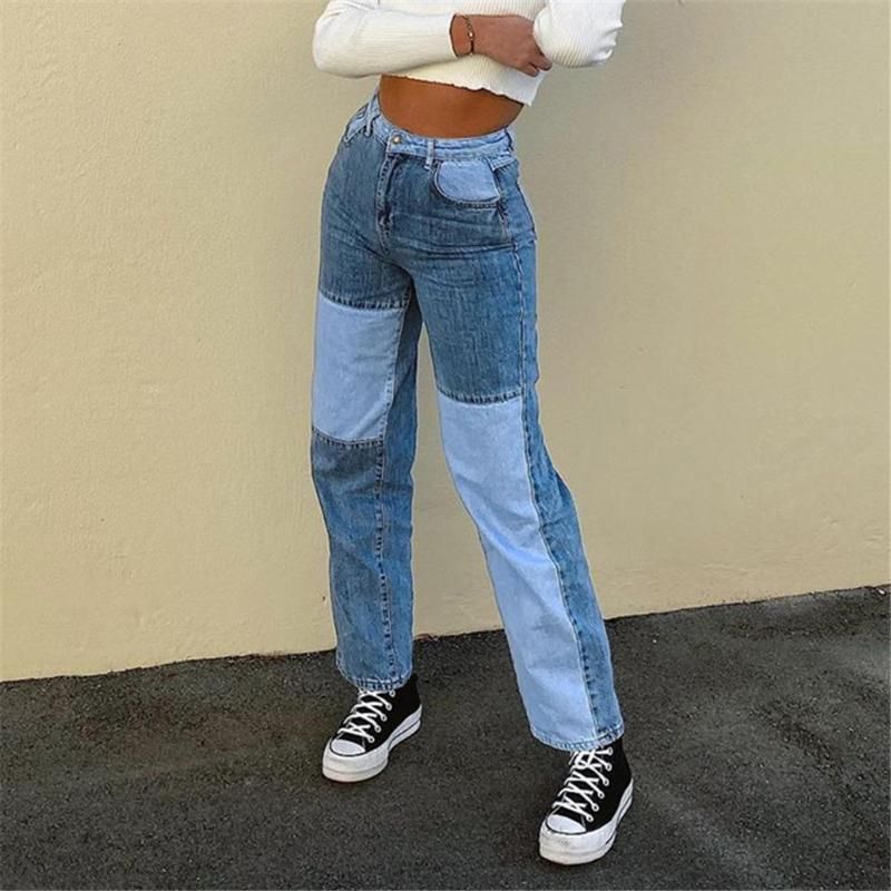 Best Womens Pants & Capris Patchwork Baggy High Waist Jeans 2021 Women ...