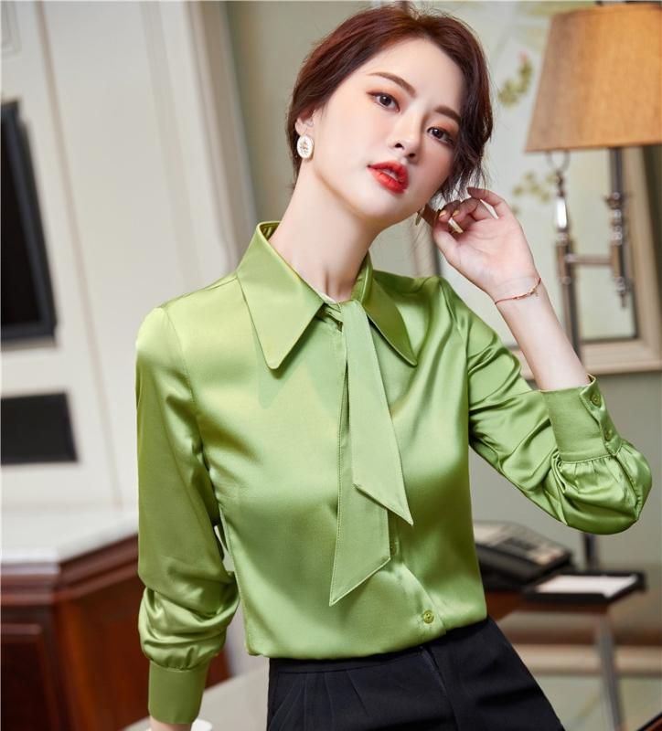 green formal blouse