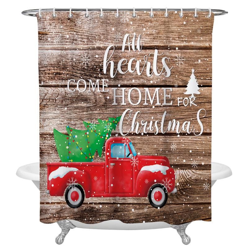 2020 Christmas Red Car Snowflake Retro Wooden Waterproof Shower Curtain Home Hotel Bathroom Decor Accessories Fabric Shower Curtains From Cosmose 33 48 Dhgate Com