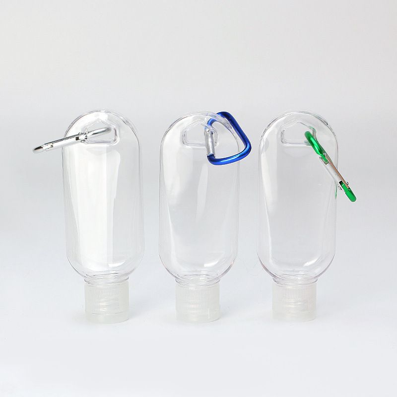 Download 30ML 50ML Empty Alcohol Refillable Bottle With Key Ring Hook Clear Transparent Plastic Hand ...