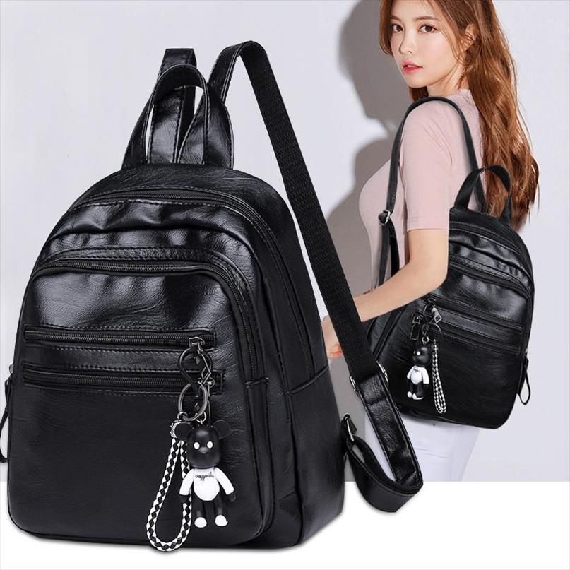 black leather nappy backpack