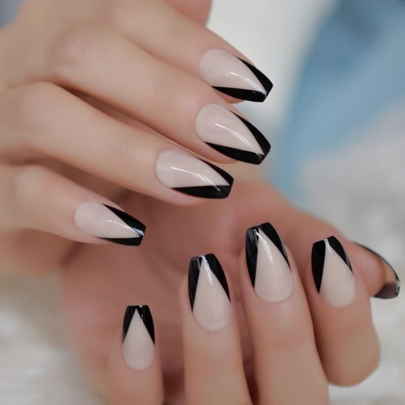 Black Triangle Tip Nails